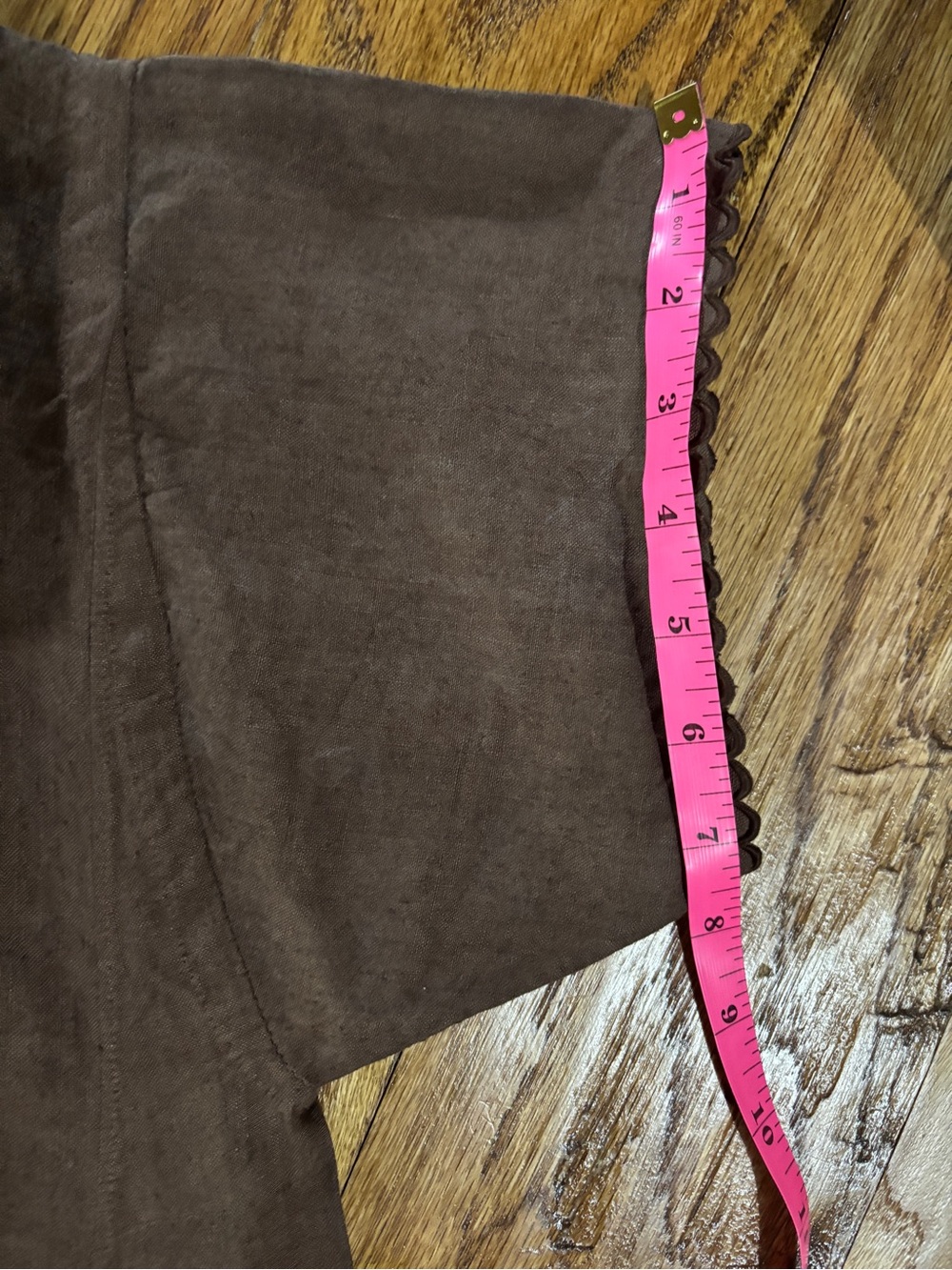 Antique French Brown Linen Dress - Picture 7 of 7